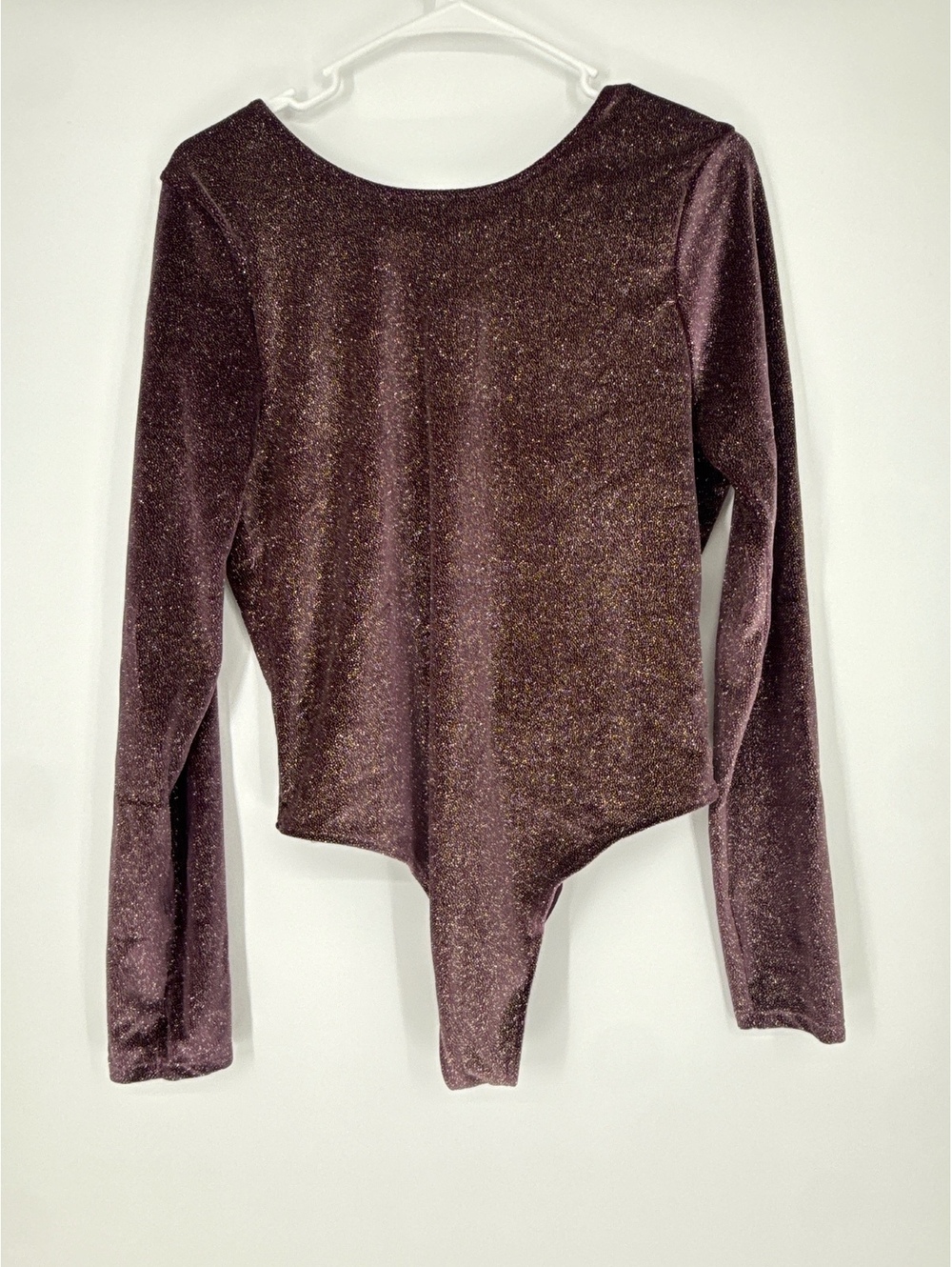 Victoria Sport Glitter Burgundy Long Sleeve Bodysuit Size L/G
